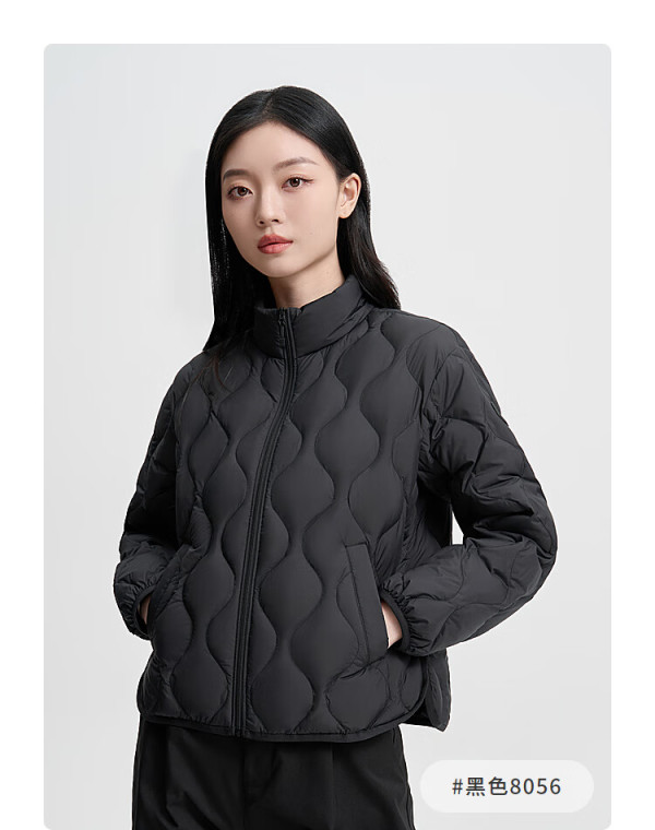 波司登2024春季女短款时尚百搭休闲菱形格基础轻暖羽绒服b40131014 金