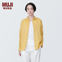 无印良品（MUJI） 女式 麻水洗衬衫领长袖衬衫女士衬衣外套夏季款上衣BC2JIA4S 浅黄色 XL 165/92A