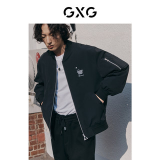 GXG 男装 黑色简约棒球领夹克外套时尚字母印花 2023年春季新品