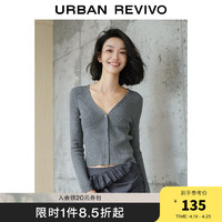 UR秋季女法式慵懒气质百搭长袖外套针织开衫UWB930005 浅灰 L