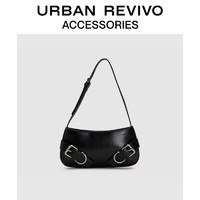 URBAN REVIVO2024夏季女士时尚法棍腋下单肩包UAWB40184 黑色