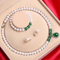 A母亲节首选珍珠纯银镶绿玉髓项链吊坠送妈妈婆婆母亲节生日