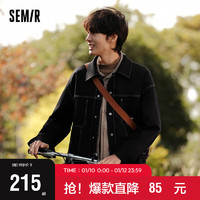 森马（Semir）夹克男2024春季翻领撞色压线潮酷外套时尚个性机车风109124108106 黑色90001 L