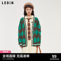 LEDIN 乐町 复古学院开衫夏季新款老花针织衫C3EDC3301