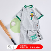 SESAME STREET 芝麻街男童夏季套装2024新款卡通图案印花儿童夏装运动衣服男孩潮