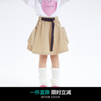 小猪班纳童装2024夏装儿童裙子中大童女童短裙女孩夏季休闲潮 卡其色 160cm
