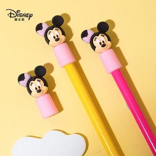 Disney 迪士尼 铅笔笔帽3个装 硅胶铅笔套/铅笔延长器 可爱卡通小学生铅笔盖 米奇系列 粉色E0301M2