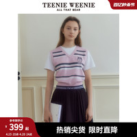 TEENIE WEENIE TeenieWeenie小熊2024年夏季新款假两件学院风针织短袖薄款T恤女