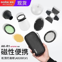 Godox 神牛 ad200/100 pro V1外拍灯机顶圆形灯头附件套装四叶反光板挡板