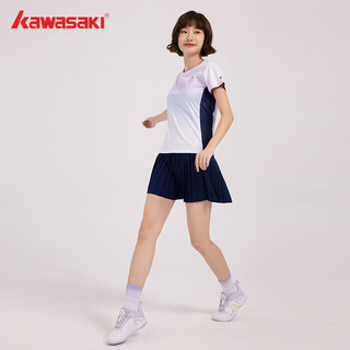 kawasaki川崎羽毛球服女款专业运动短袖圆领速干T恤B2977 微葡萄紫 L 