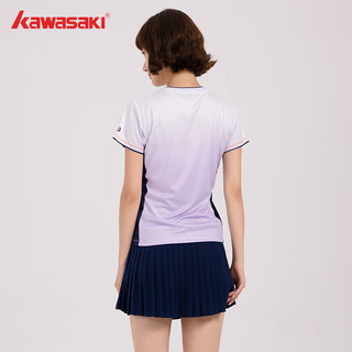 kawasaki川崎羽毛球服女款专业运动短袖圆领速干T恤B2977 微葡萄紫 L 