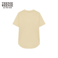 Teenie Weenie小熊2024夏简约弧形下摆短袖T恤莫代尔混纺女装 乳白色 S