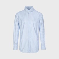 限尺码：Massimo Dutti 男士撞色条纹纯棉透气商务通勤显瘦翻领长袖衬衫