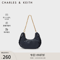 CHARLES & KEITH CHARLES&KEITH;质感编织风单肩包腋下包饺子包包女包女士CK2-40671311 Navy深蓝色 S