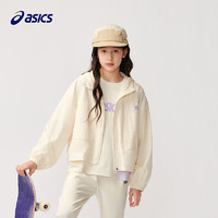 asics亚瑟士童装24年夏季女童儿童防晒外套舒软轻弹梭织便服 8853米白 110cm
