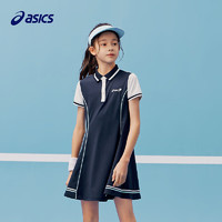 asics/亚瑟士童装2024年夏季女童轻薄运动连衣裙网球中长裙子 50藏青色 165cm