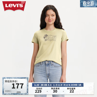 Levi's李维斯24春季女士印花短袖T恤休闲百搭软糯温柔简约 奶黄色 17369-2515 L