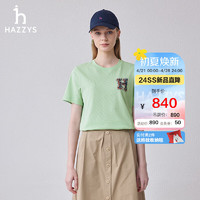 哈吉斯（HAZZYS）女装 2024夏季女士圆领印花图案宽松T恤女ASTSE0BBE62 浅绿色LG 155/80A 36