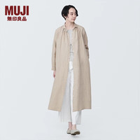 MUJI 無印良品 无印良品（MUJI）女式 麻 水洗 长袖衬衫连衣裙 女装裙子夏季汉麻衬衫裙BC2JKA4S 淡黄色 S  155/80A