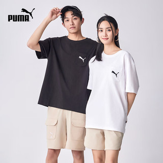 PUMA 彪马 官方 夏季新款男女同款休闲口袋短袖T恤 POCKET TEE 683482 黑色-01 XS(165/88A)