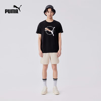 PUMA 彪马 官方 夏季新款男子休闲印花短袖T恤GRAPHICS REAL CAT TEE 628115 黑色-01 XS(165/88A)