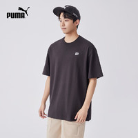 PUMA 彪马 官方 夏季新款男女同款休闲刺绣圆领短袖T恤DOWNTOWN BADGE625925 黑色-01 XS(165/88A)