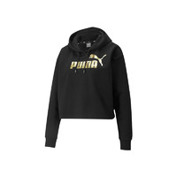 PUMA 彪马 官方 女子春秋复古休闲连帽卫衣 ESS CROPPED 670946 黑色-金箔-01 L(165/88A)