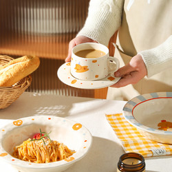 舍里 韩式卡通马克杯水杯早餐盘子家用陶瓷餐具下午茶咖啡杯生日礼物女 曲奇狗-咖啡杯碟套装250ML 单个入