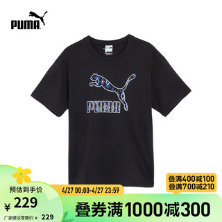 PUMA 彪马 官方 夏季新款男子休闲短袖T恤 BZ GPR GRAPHIC TEE 626869 黑色-01 M(175/96A)