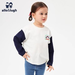 allo&lugh 阿路和如 2024春季新款女童长袖T恤上衣中小童宝宝棉洋气打底衫
