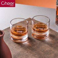 Cheer威士忌酒杯 手工切子水晶玻璃烈酒杯洋酒杯手工艺品 2支装