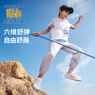 Skechers斯凯奇男女童运动长裤夏季舒适弹力儿童束脚休闲裤P224K034 氙气蓝/0356 120