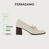 菲拉格慕（Ferragamo）女士白色Gancini高跟乐福鞋 0769317_1D _ 70/37.5 