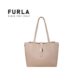 芙拉（FURLA）SOFIA系列粒纹小牛皮大号女士单肩托特包裸粉色