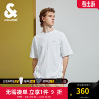 杰克·琼斯（JACK&JONES）凉感T恤男2024夏季圆领宽松短袖潮流百搭衣服男装224201255 本白色A06 本白色A06 165/88A/XS