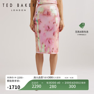 Ted Baker2024春夏女士气质修身印花亮片半身裙274545A 浅粉色 1