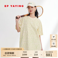 EP YAYING雅莹女装 运动风圆领纯棉印花短袖T恤2024夏季5328A 米色 3/M