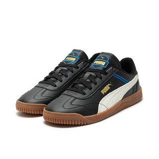 PUMA 彪马 官方 T字头男女同款情侣复古板鞋CLUB 5V5 RETRO392496 黑色-白色-金色-02 36