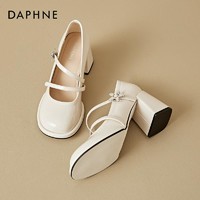 DAPHNE 达芙妮 黑色高跟鞋子2024春季新款法式粗跟单鞋百搭气质玛丽珍女鞋