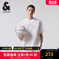 杰克琼斯 杰克·琼斯（JACK&JONES）夏季款速干凉爽胶印宽松罗纹圆领立体logo短袖T恤男款224201035 本白色A06 本白色A06 165/88A/XS