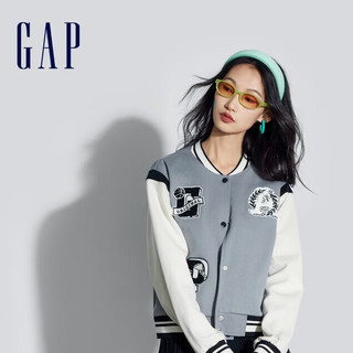 Gap 盖璞 女士纯棉撞色棒球服外套 872711 灰色 S