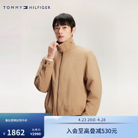 TOMMY HILFIGER 24早春男装休闲刺绣拉链翻领合身铺棉夹克外套33743 卡其色RBL XS