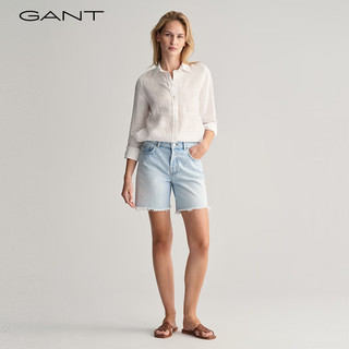 GANT甘特2024春季女士休闲通勤亚麻长袖衬衫|4300277 110白色 36