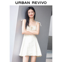 URBAN REVIVO 夏季女装时尚复古辣妹风绑带短款连衣裙 UWL740038 米白 M