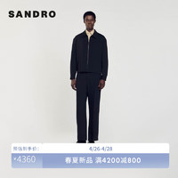 SANDRO2024春夏男装翻领拉链黑色长袖夹克外套上衣SHPBL00921 黑色 XL