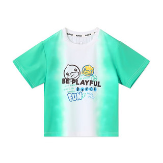 B.Duck 小黄鸭童装儿童短袖条纹T恤2024年夏季半袖男童上衣 蓝绿 110cm