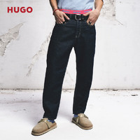 HUGO男士2024夏季锥形裤腿剪裁深蓝色宽松牛仔裤 401-深蓝色 EU:2932