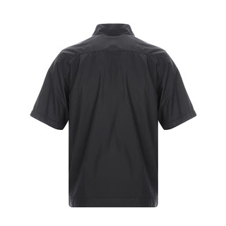 STONE ISLAND石头岛 24春夏 纯色LOGO徽标薄款纽扣短袖衬衫 黑色 801511805-M