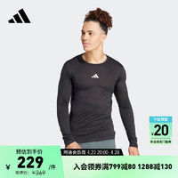 adidas 阿迪达斯 速干修身运动上衣长袖T恤男装春季阿迪达斯IK9694 黑色/白 A/XS