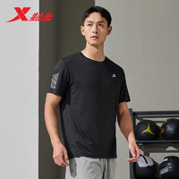 XTEP 特步 吸湿速干短袖男夏季T恤透气运动上衣876229010031 正黑色 S